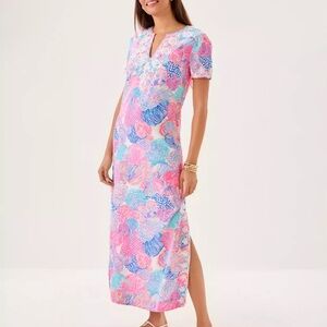 NWT Lilly Pulitzer ARIELLA LINEN MAXI 👗 “Roar Of The Seas” MSRP $298 NWT sz 14